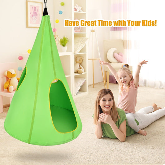 Nest Hammock Swing Chair with Adjustable Rope for Indoor &amp; Outdoor-Green