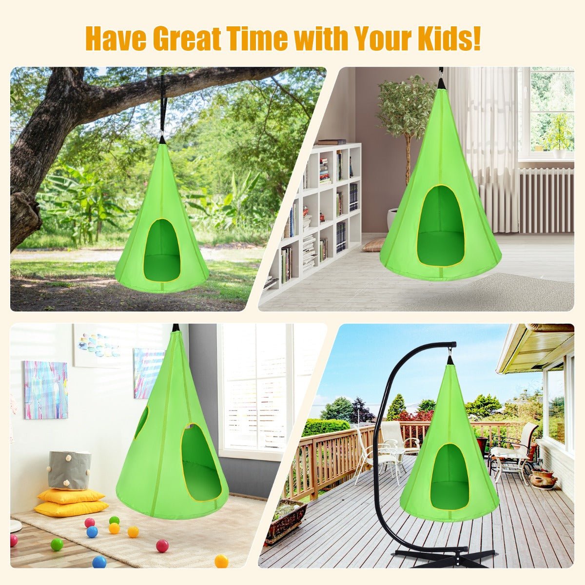 Swing into Nature: Kids Nest Swing Tent Green 80cm, Fun Amongst the Trees