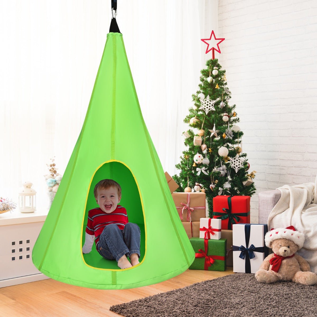 Swing and Explore: Kids Nest Swing Tent Green 80cm, Discover Outdoor Joy