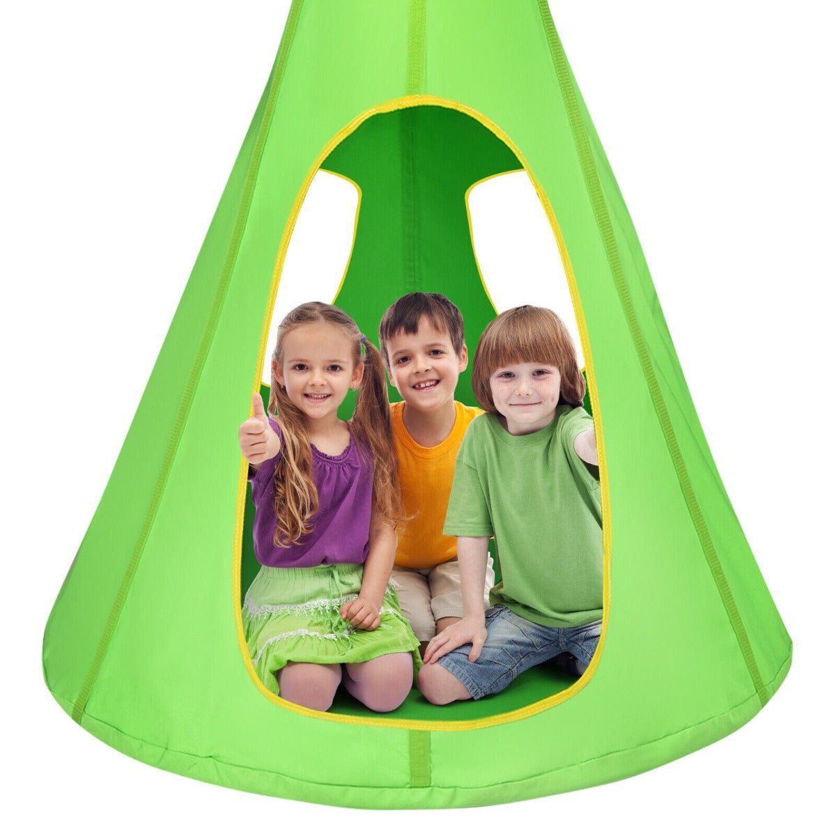 Vibrant Adventure: Kids Nest Swing Tent Green 80cm, Swing into the Wild