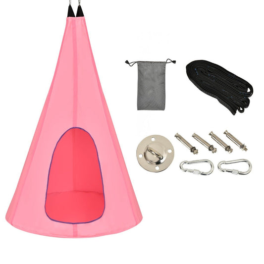 Nest Hammock Swing Chair with Adjustable Rope for Indoor &amp; Outdoor-Pink