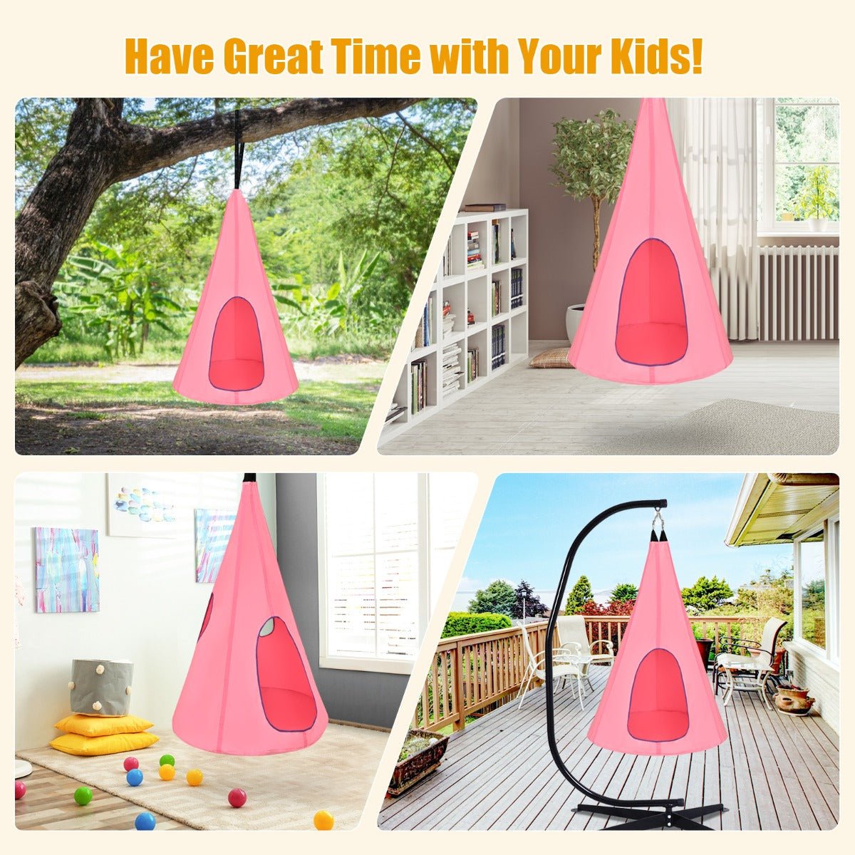 Swing and Play: Kids Nest Swing Tent Pink 80cm, A Cozy Retreat