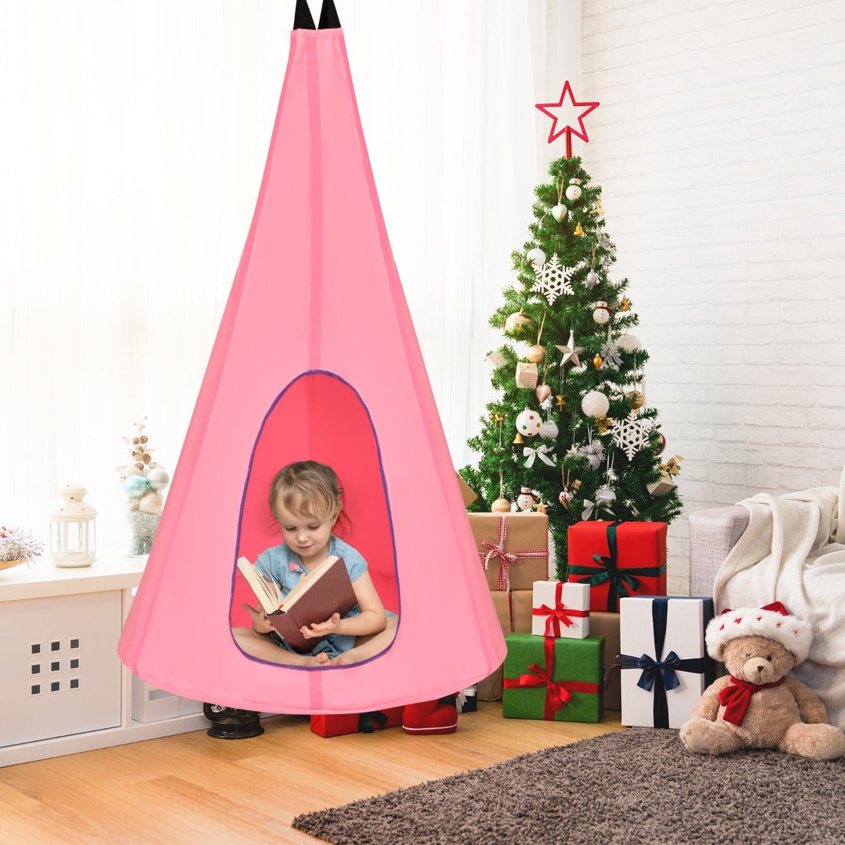 Cozy Comfort: Kids Nest Swing Tent Pink 80cm for Relaxing Swings
