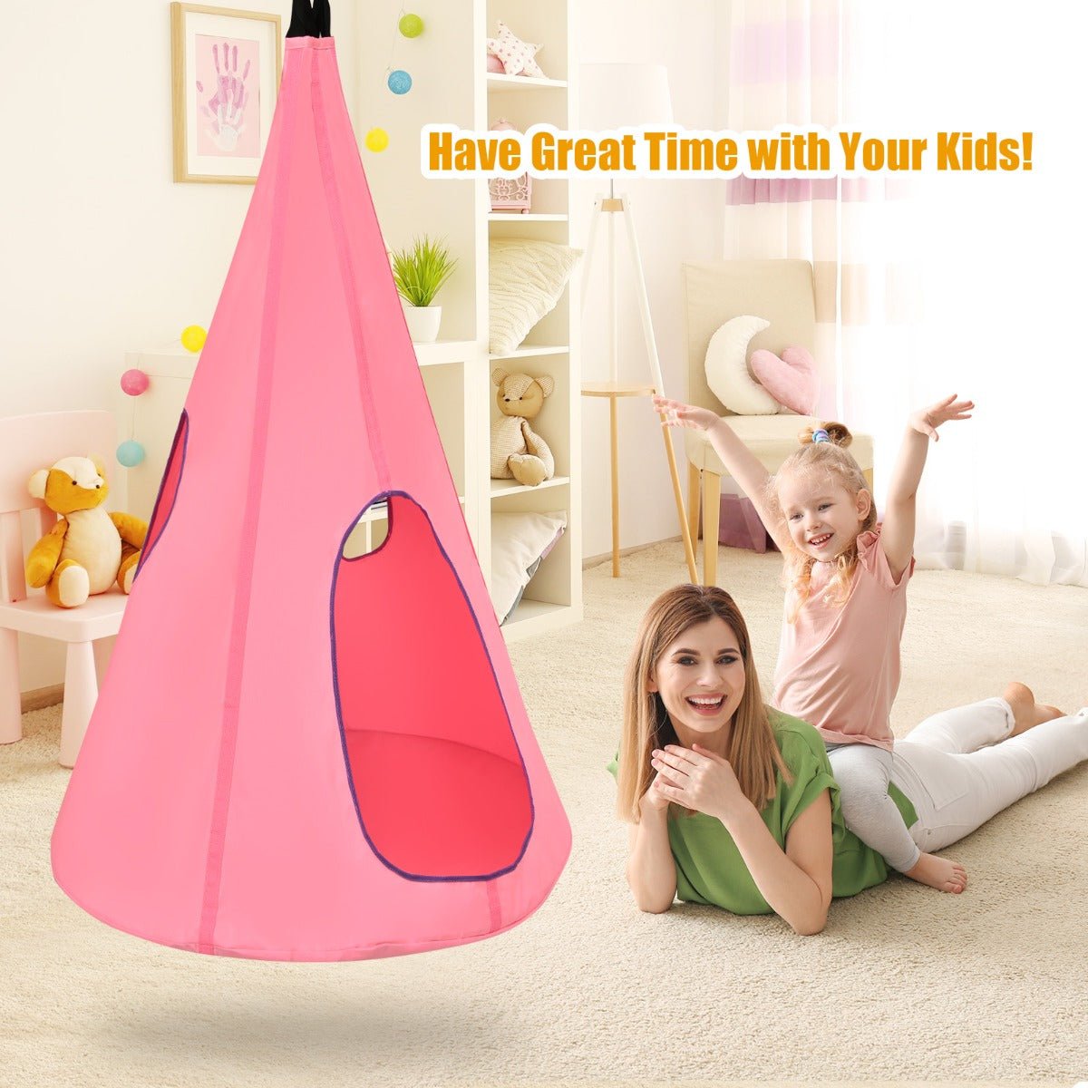 Whimsical Delight: Kids Nest Swing Tent Pink 80cm, Swing into Imagination
