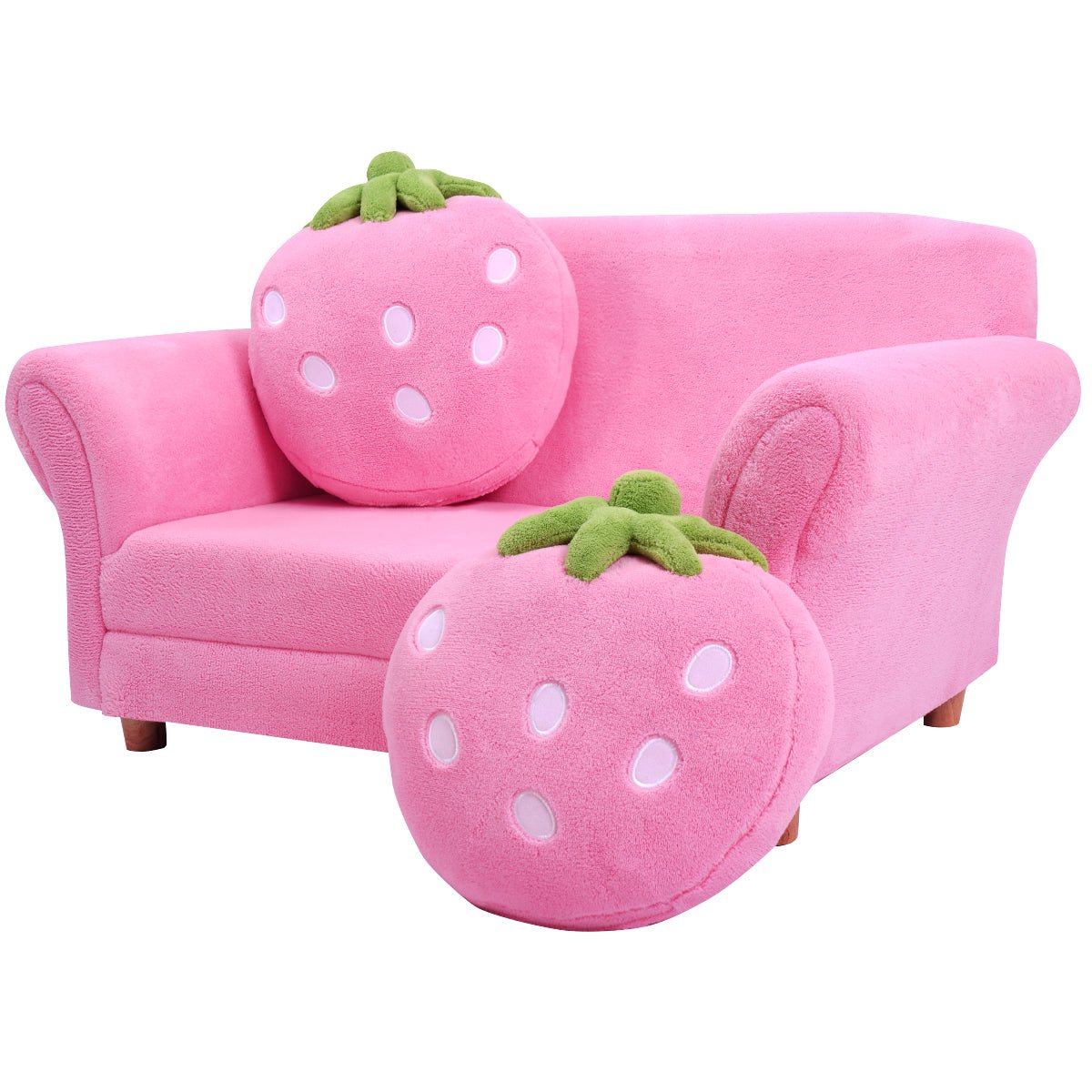 Children's 2-Seat Sofa: Lounge Bed with 2 Strawberry Pillows for Kids