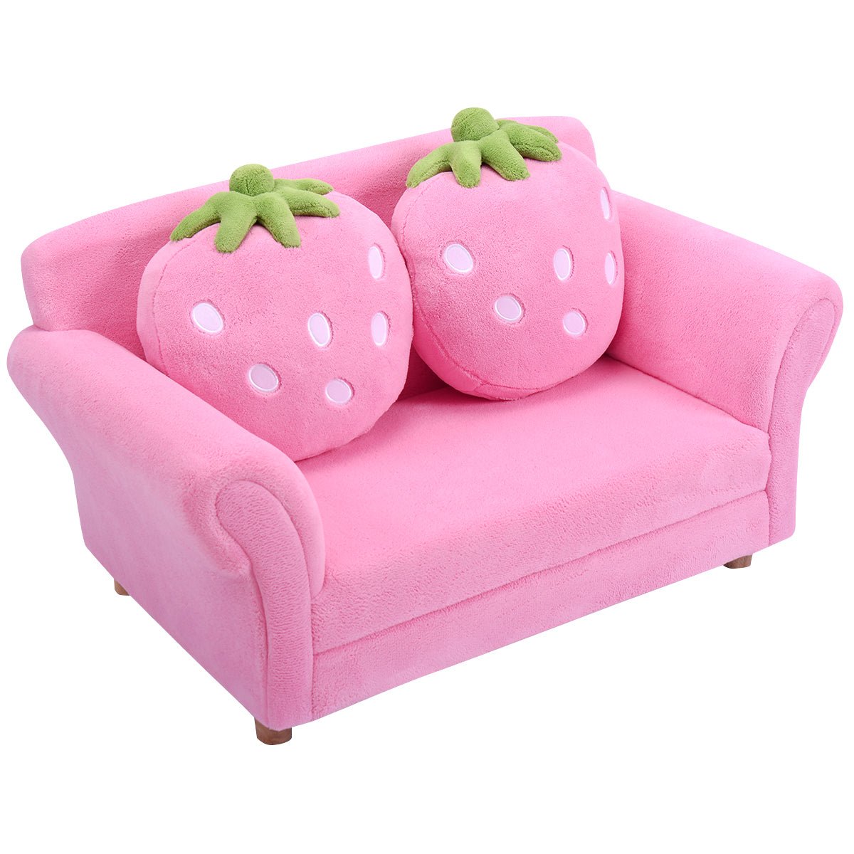 Kids Lounge Bed: 2-Seat Sofa with Strawberry Pillows for Relaxation