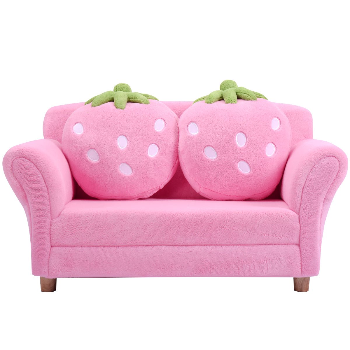 Kids 2-Seat Sofa with Strawberry Pillows: Cozy Lounge Bed for Children
