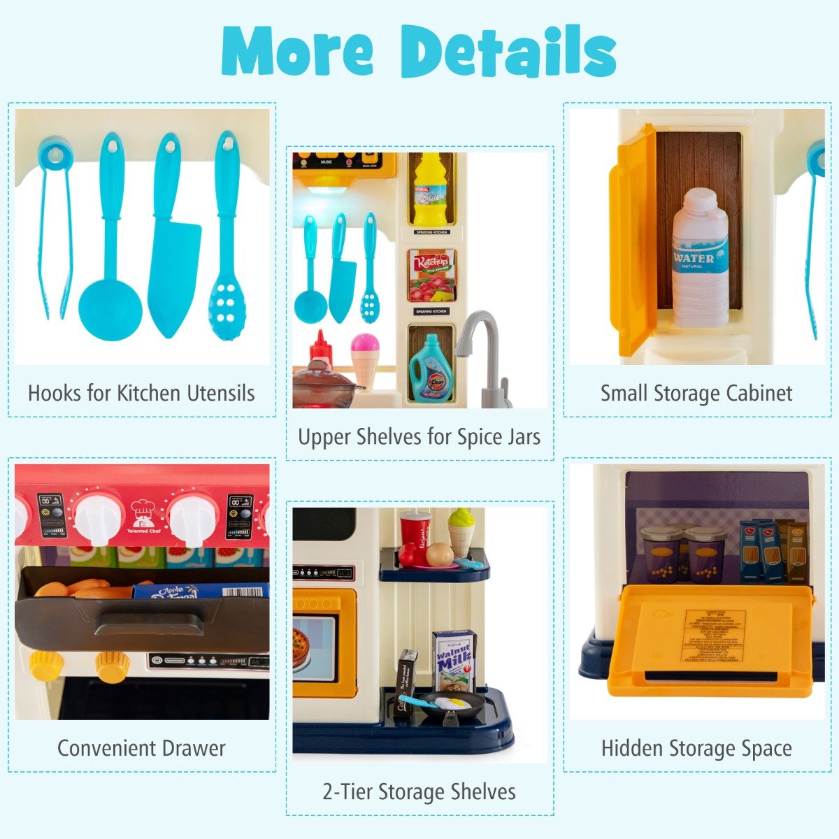 Whimsical Kids Kitchen: Blue Play Kitchen Set with 65-Piece Accessories