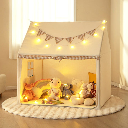 Kids play tent with lights, mat - perfect for imaginative indoor playtime fun.