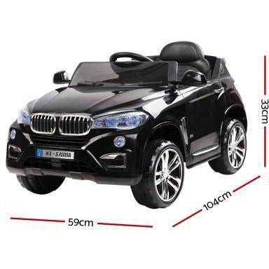 BMW X5-inspired kids electric ride-on car in black, perfect for home playtime adventures.