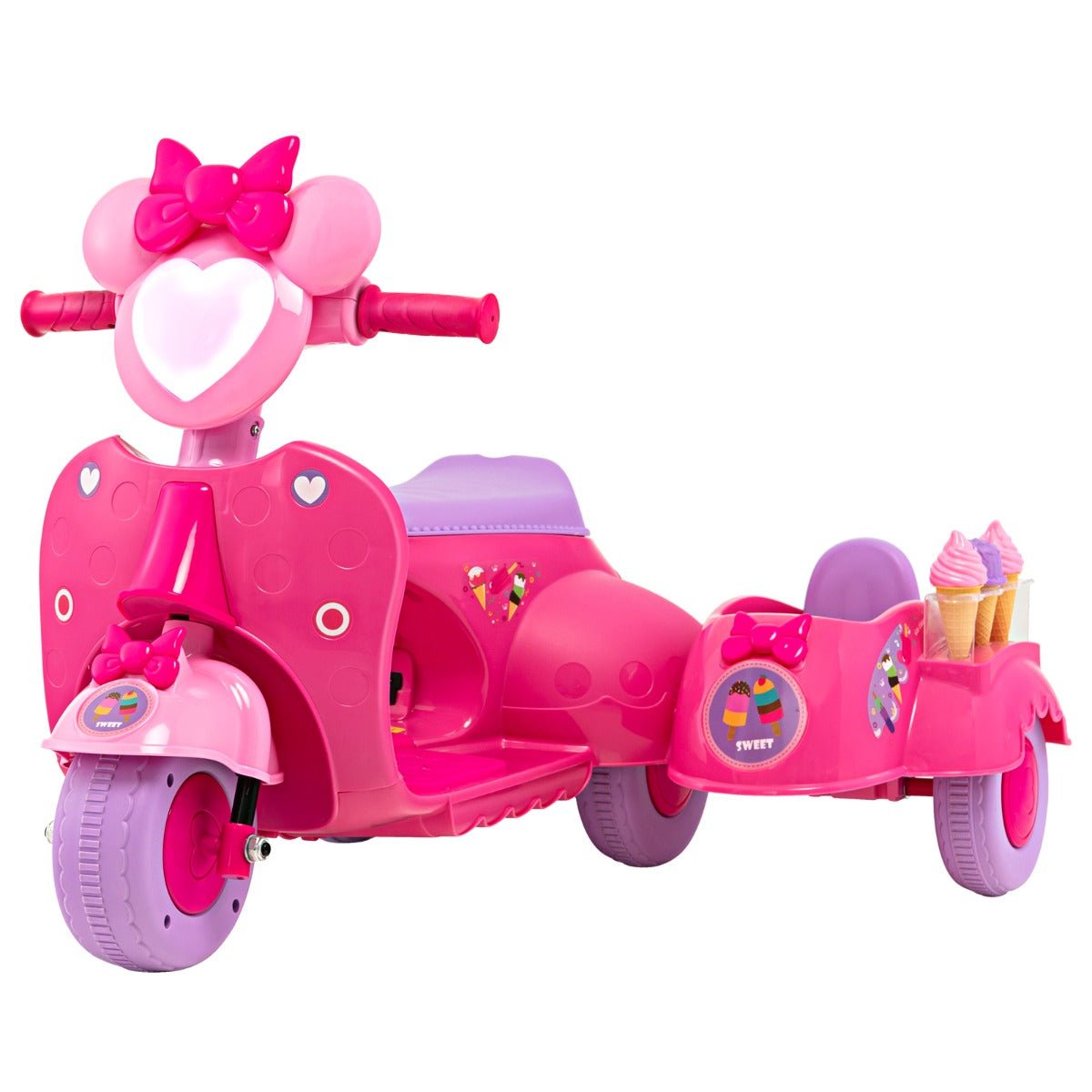 Detachable Sidecar Kids Motorbike: Pink Ride-On for Little Explorers