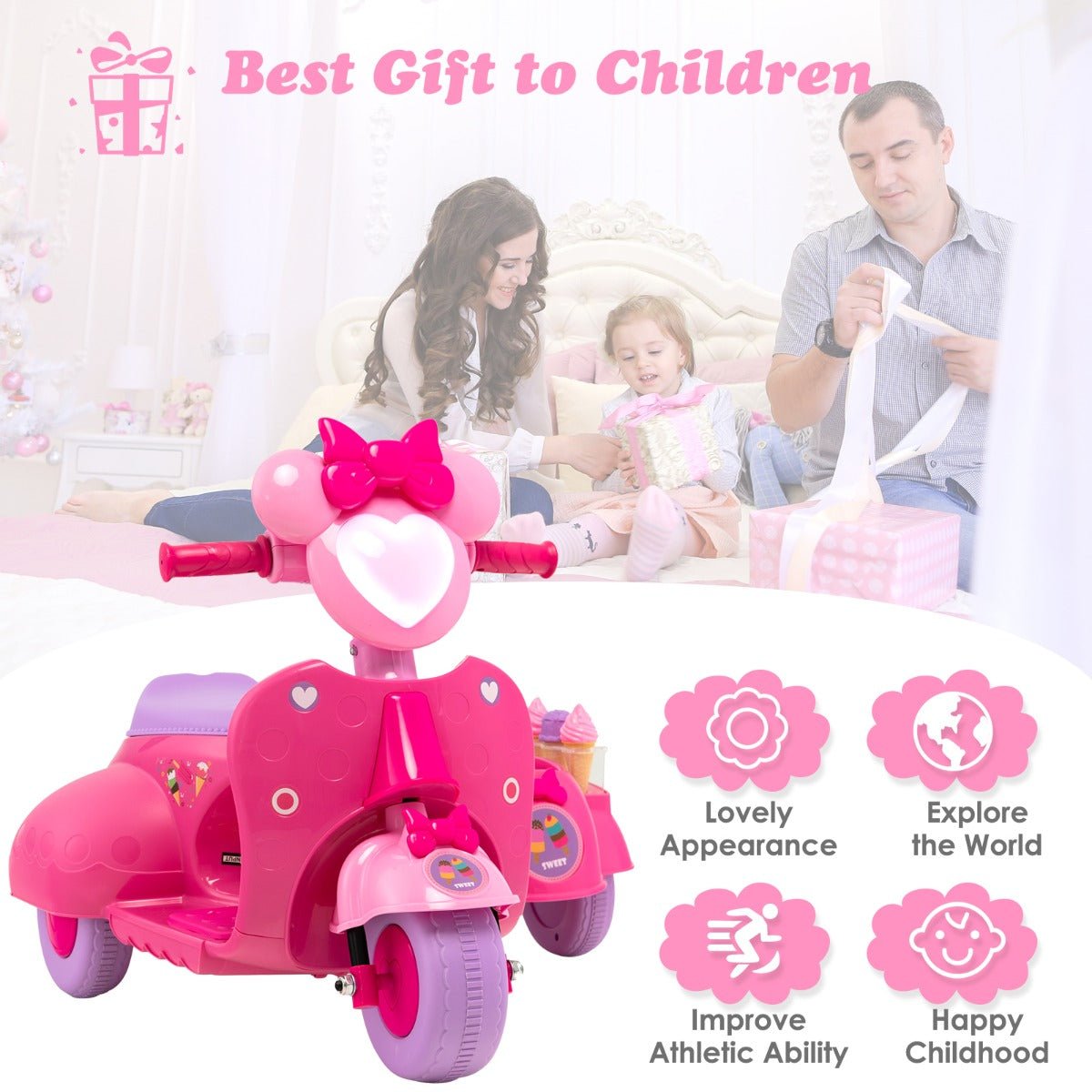 Kids Ride-On Motorbike with Pink Sidecar: Ready for Exciting Journeys