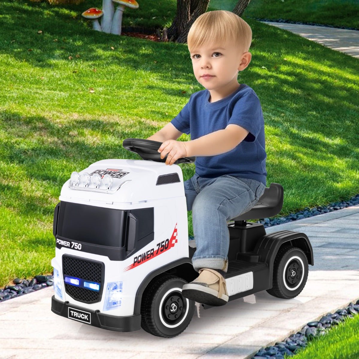 White Melodic Push Truck for Toddlers