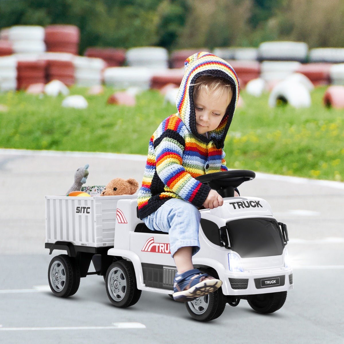 Kids Ride On Truck with Storage White Ages 18 36 Months