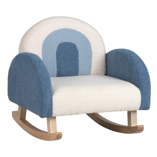 Blue Kids Rocking Chair - Solid Wood Leg, Ages 3-5 Years