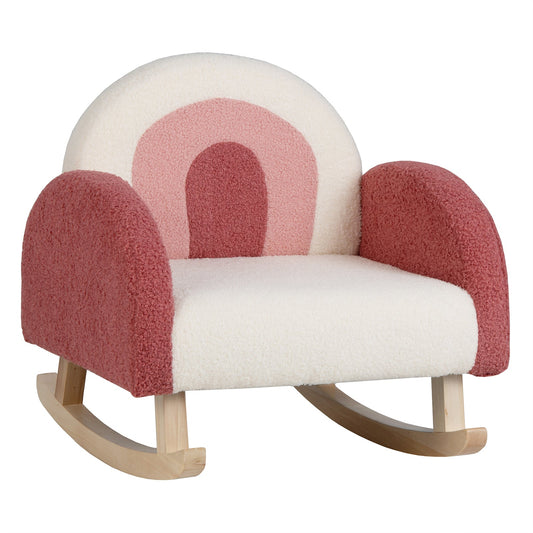 Pink Rocking Chair for Kids 3-5 Years - Sturdy Wood Leg