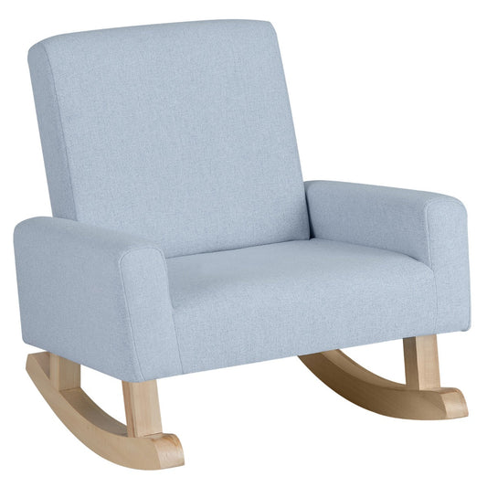 Blue Kids Rocking Chair - Wood Legs, Anti-tipping Design for Safe Play