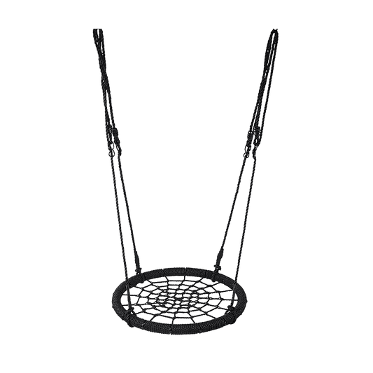 Round 65cm kids rope swing with birds crows nest seat for outdoor play.