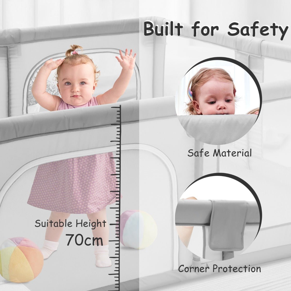 Infant Play Area in Gray with Safety Lock