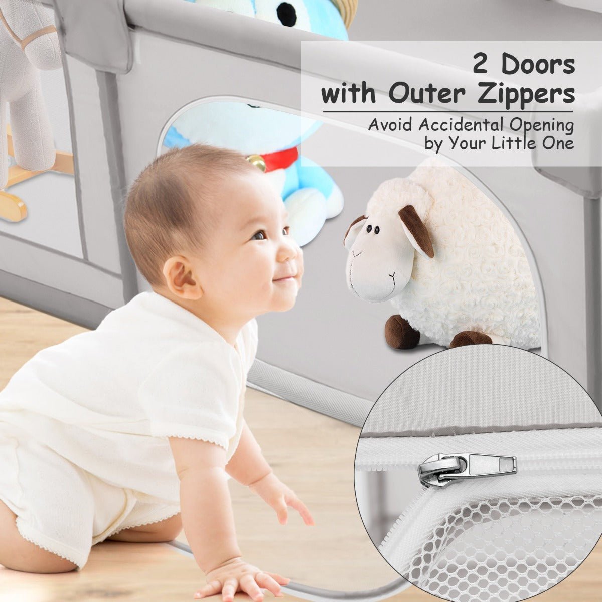 Interactive Gray Playpen for Infants with Safety Features