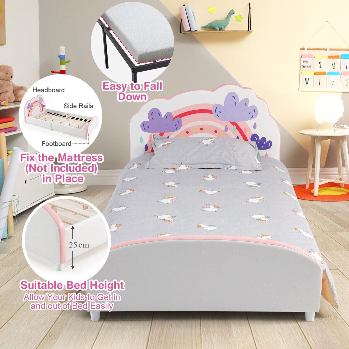 Comfortable Single Wooden Bed for Kids