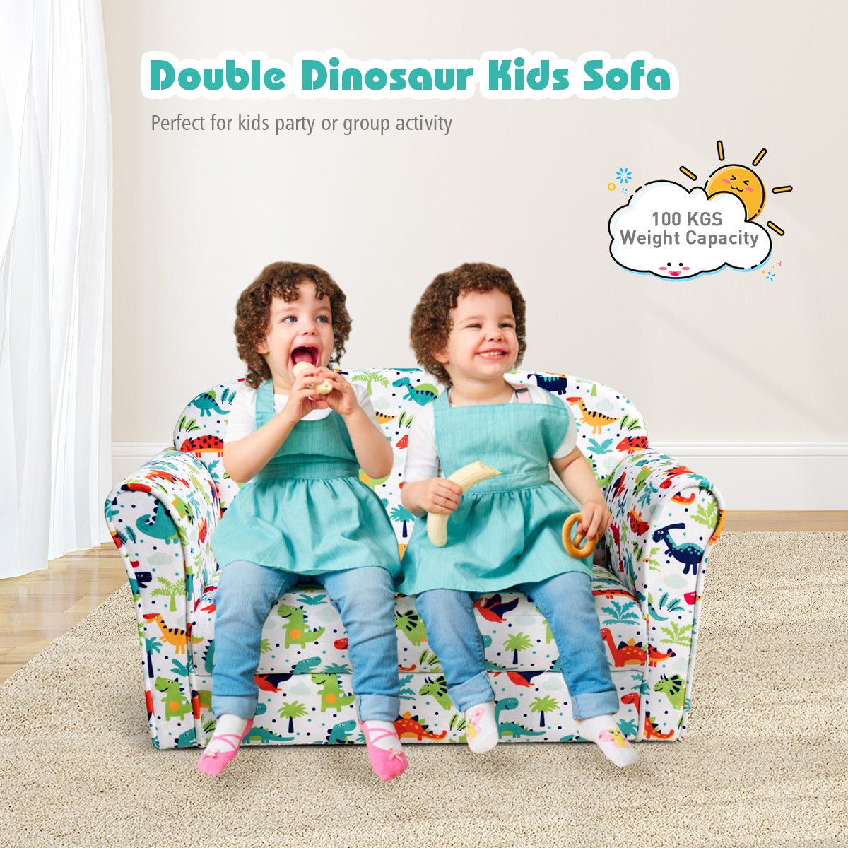 Enveloping Softness: Velvet Kids Sofa with Adorable Pattern for Baby Room