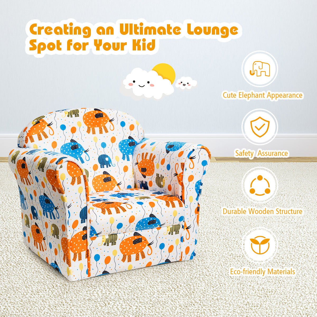 Plush Velvet Kids Sofa with Adorable Pattern: Transform Baby's Space