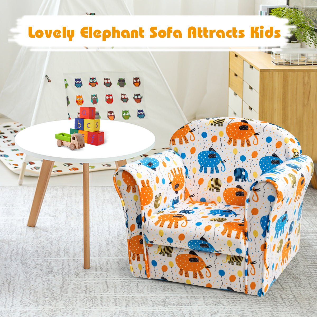 Enveloping Warmth: Velvet Kids Sofa with Sweet Pattern for Baby Room