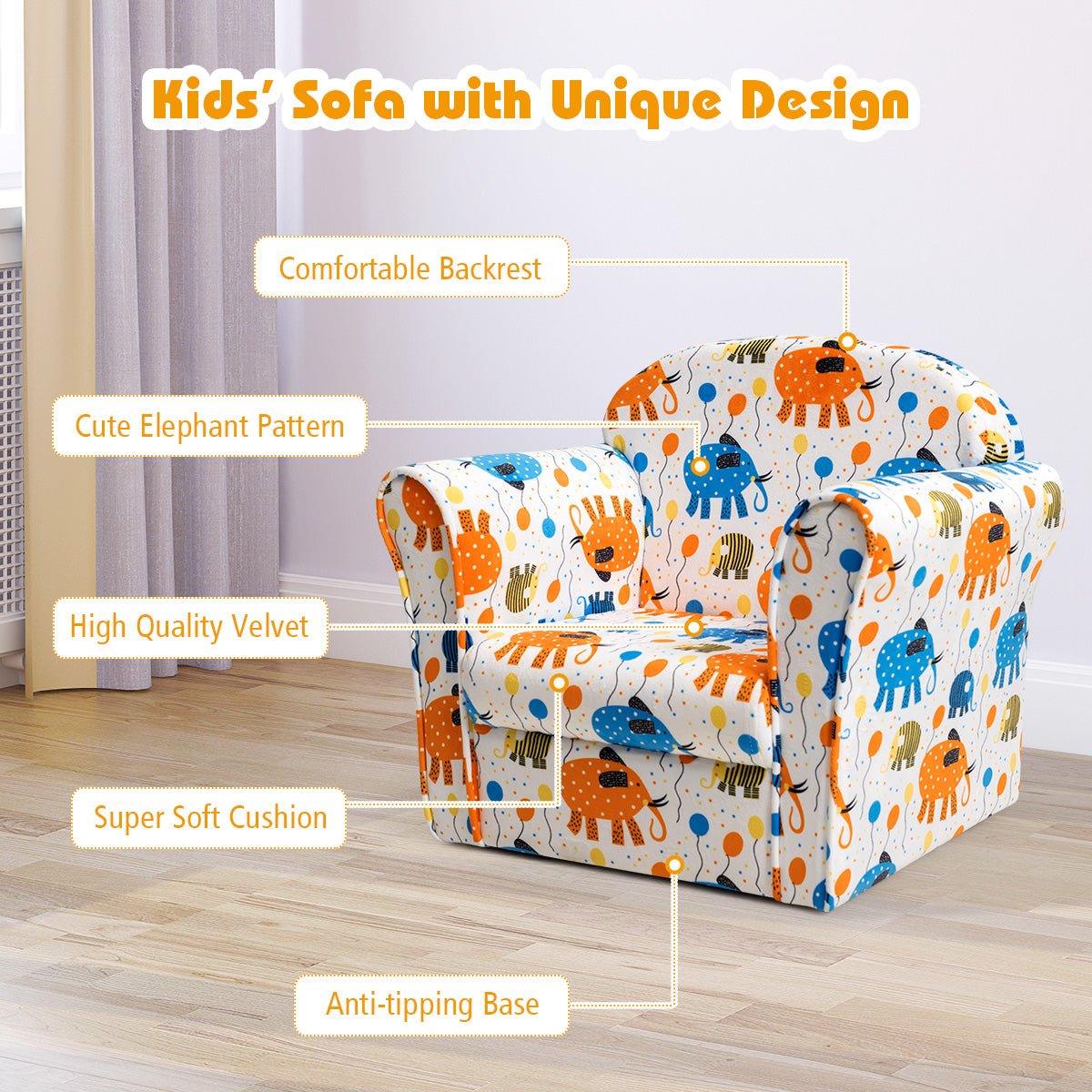 1Velvet Kids Sofa with Charming Pattern: A Touch of Luxury for Baby Room