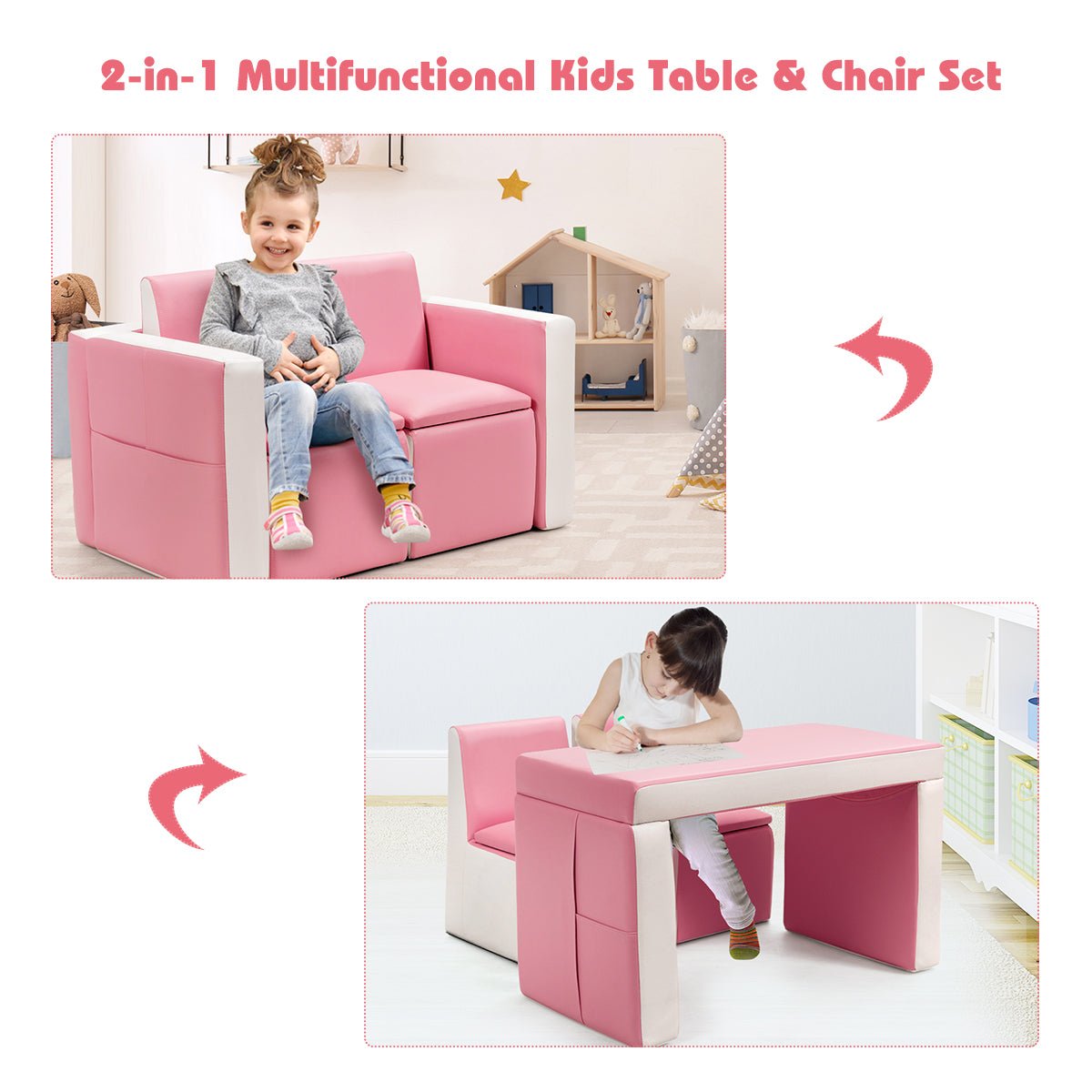 Kids Sofa with Storage Space and Wooden Frame - Cozy and Tidy Seating