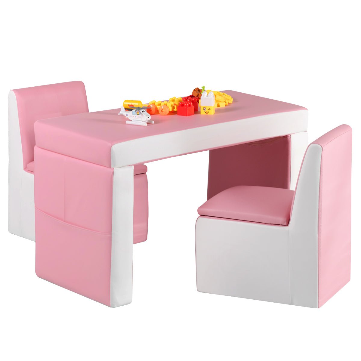 Pink Kids Sofa with Wooden Frame and Storage - Comfort with Convenience