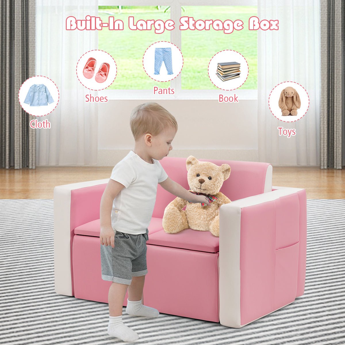 2-in-1 Children's Sofa with Hidden Storage - Play, Sit, Organize