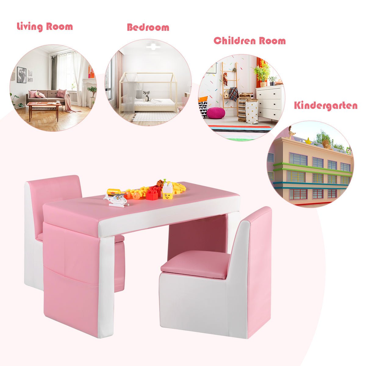 Children's Pink Sofa with Storage - Relax, Play, Tidy Up