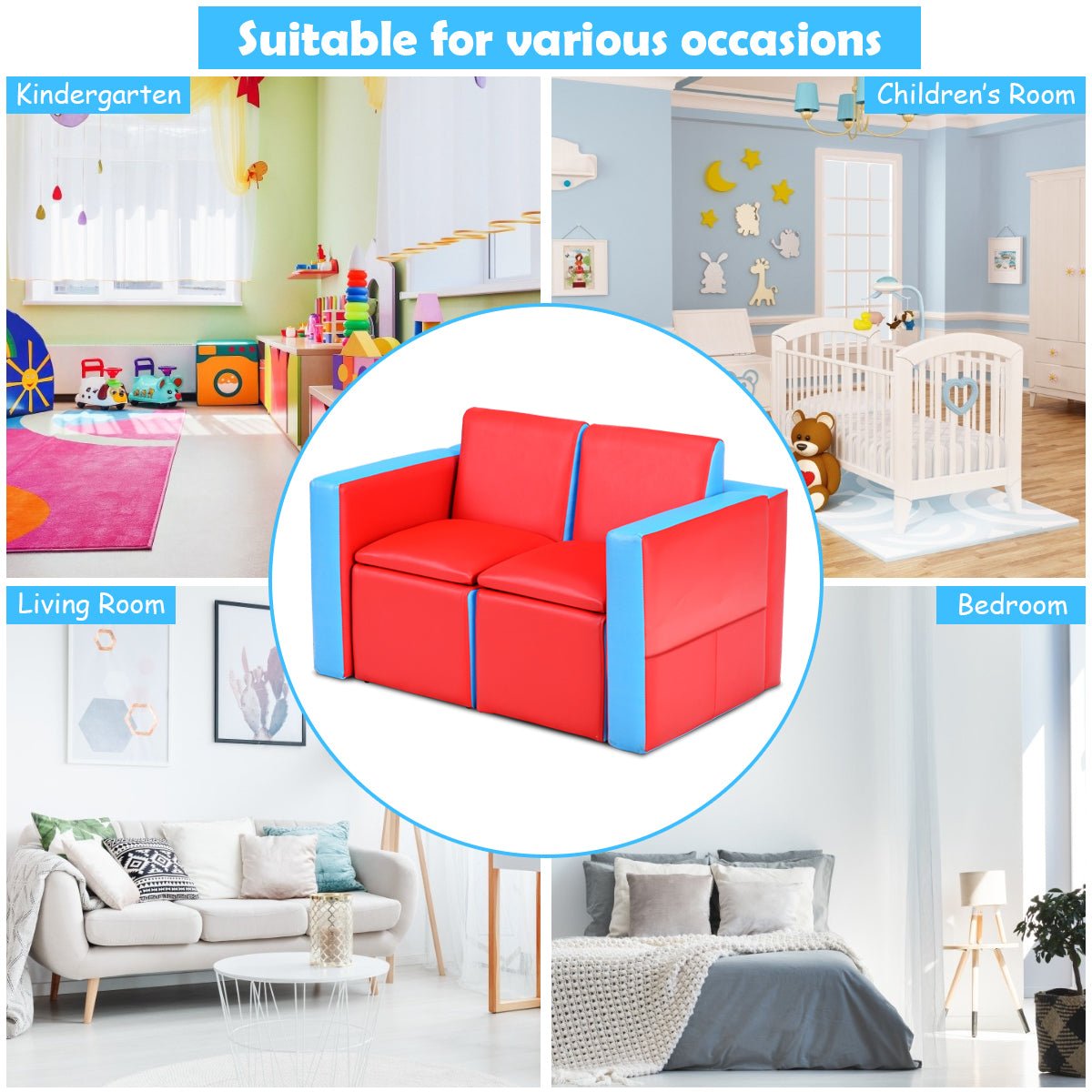 Red Children's Sofa with Storage - Relax, Play, and Organize