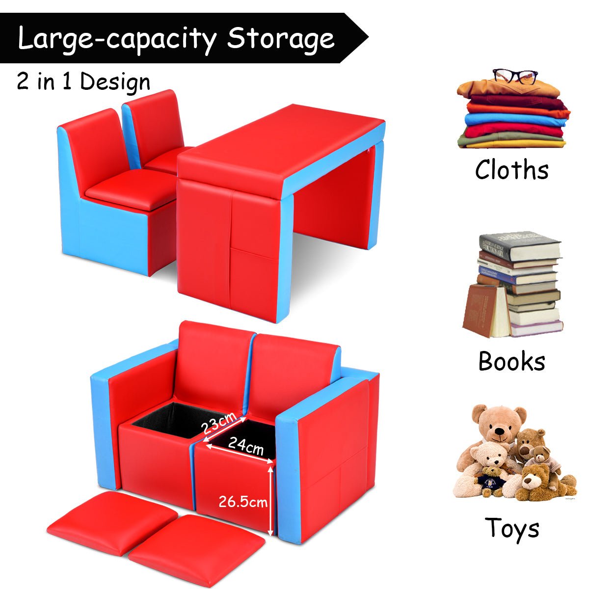 2-in-1 Children's Sofa with Storage Space - Play, Rest, and Stay Organized