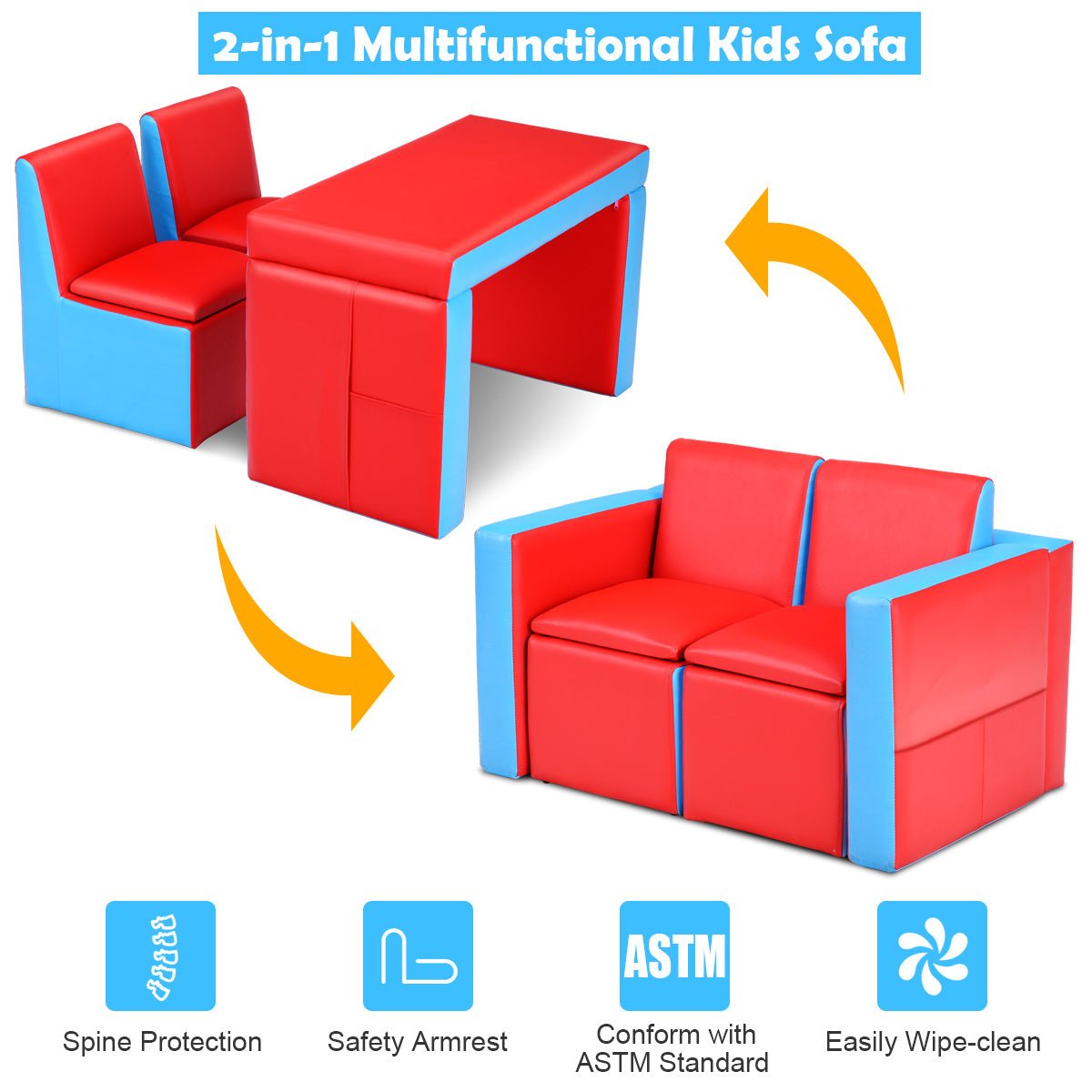 2-in-1 Kids Sofa with Storage - Comfortable Seating and Neat Arrangement