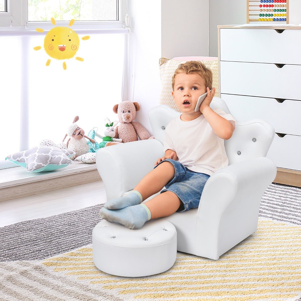 Get Kids Sofa with Crown-Shaped Backrest: Regal Comfort for Toddlers