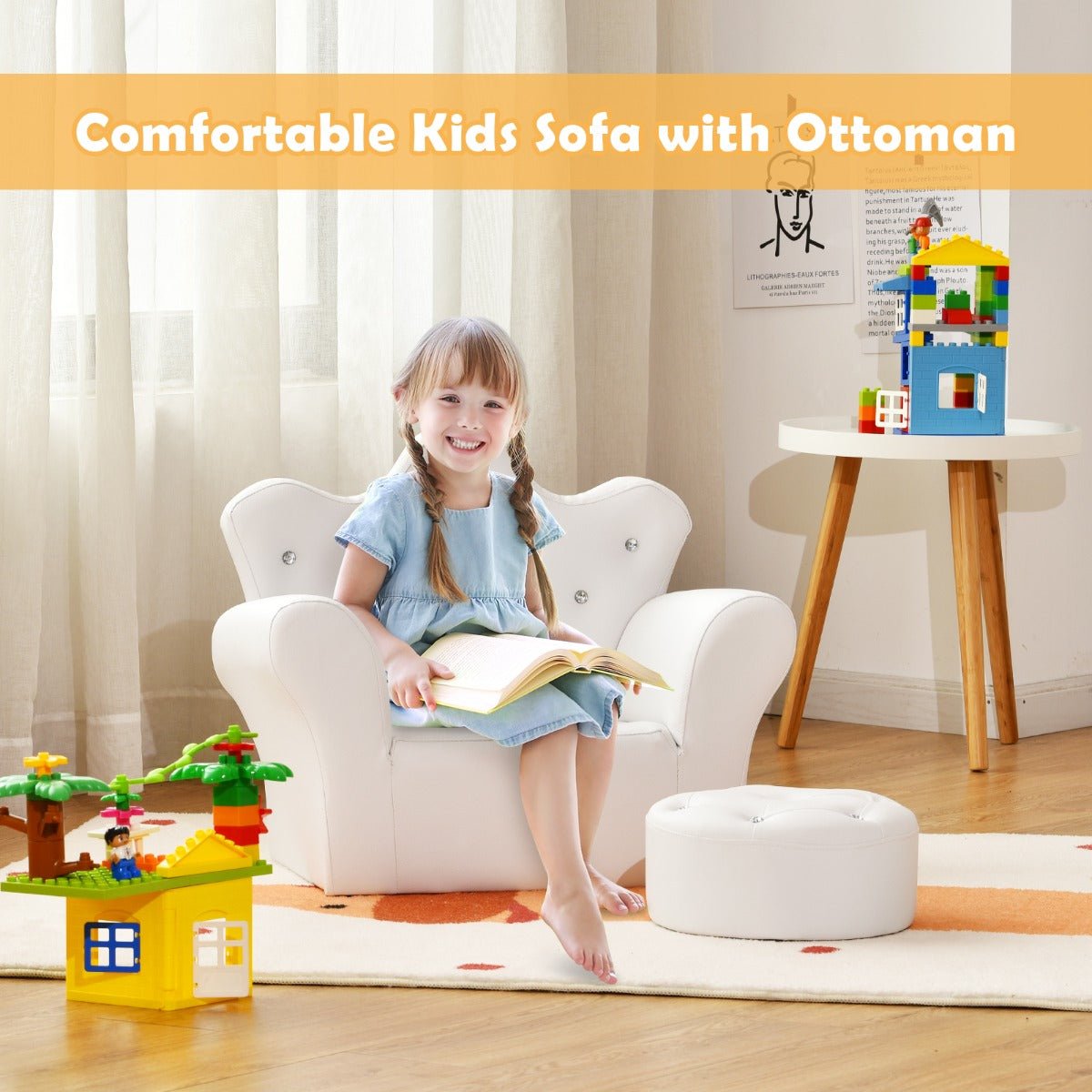 Get Crown-Shaped Backrest Kids Sofa: Throne-Inspired Seating for Toddlers