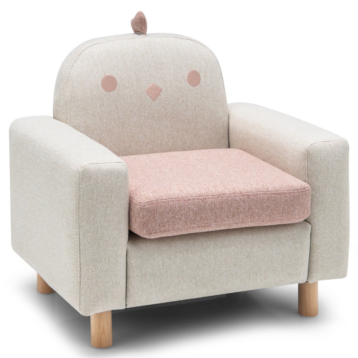 Kids Sofa Chair: Wooden Armrest, Thick Cushion, Beech Legs - Embrace Relaxation