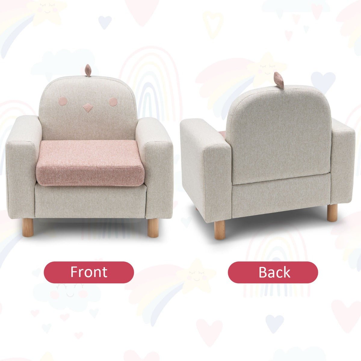Embrace Comfort: Kids Sofa Chair with Wooden Armrests and Thick Cushion