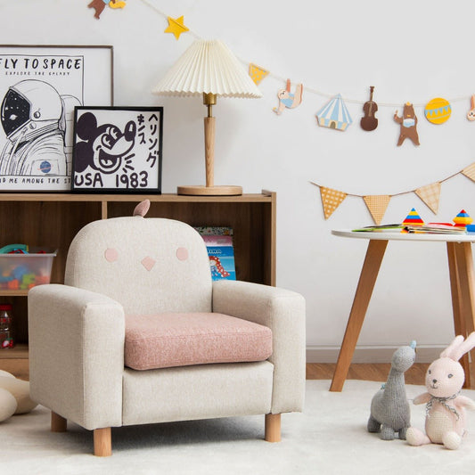 Kids Sofa Chair: Wooden Armrest, Thick Cushion, and Beech Legs for Cozy Seating