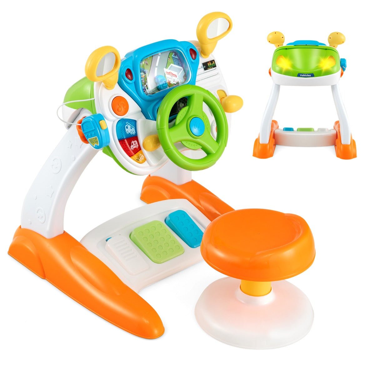Playful Kids Steering Wheel Toy Set - Lights & Sounds for Simulated Driving