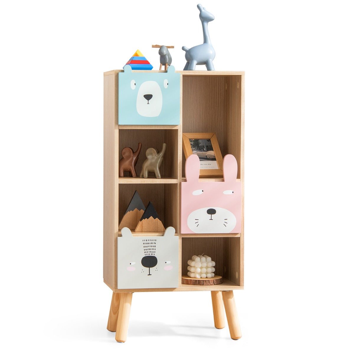Organize Playtime - Kids Storage Cabinet with 4 Cubbies & 3 Drawers