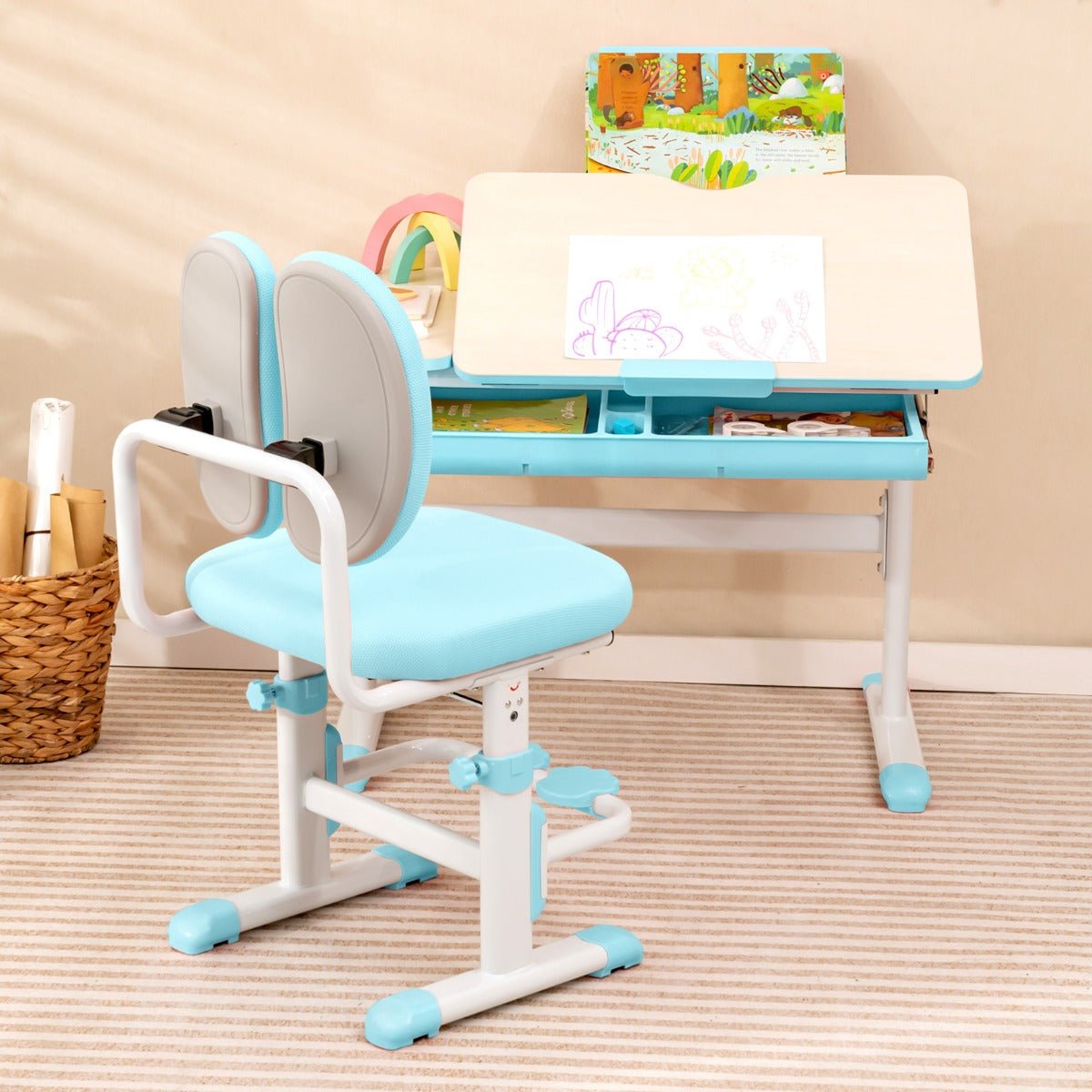 Buy the Ultimate Blue Kid's Study Desk & Chair Set for Homework Success