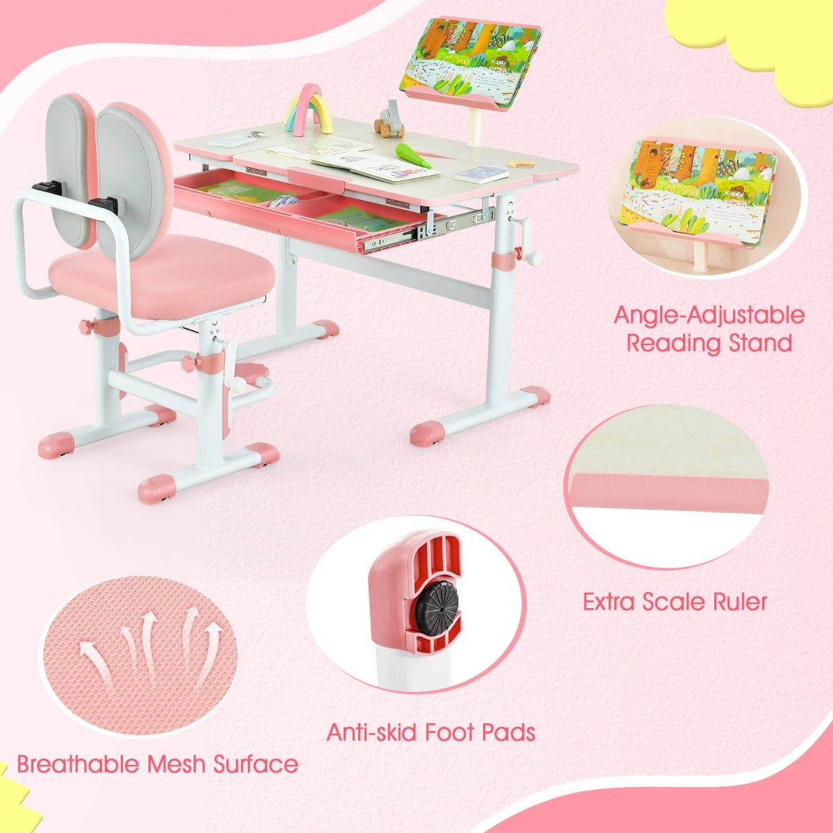 Pink Kid's Study Desk & Chair Set - The Ultimate Learning Solution