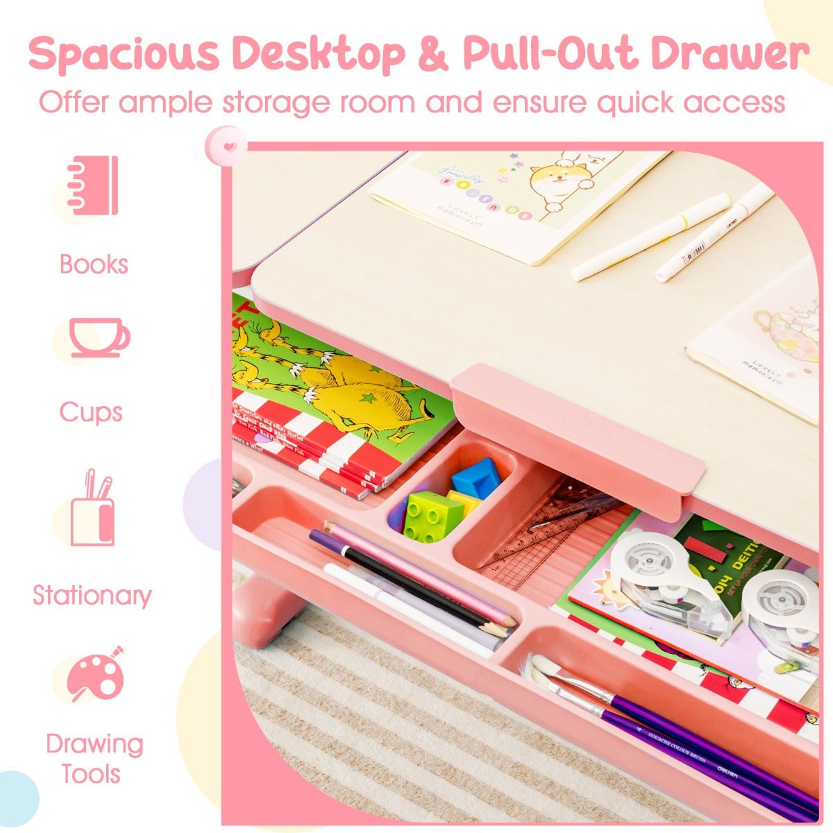 Rediscover Convenience with the Pink Study Desk & Chair Set - Shop Today!