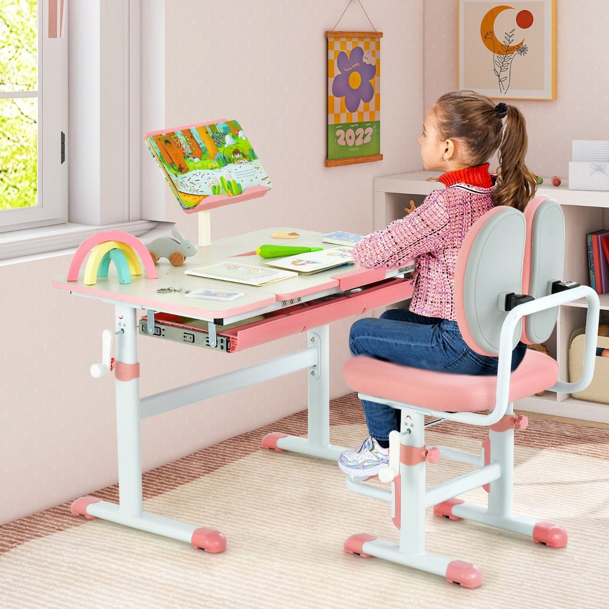 Buy the Ultimate Pink Kid's Study Desk & Chair Set for Homework Time