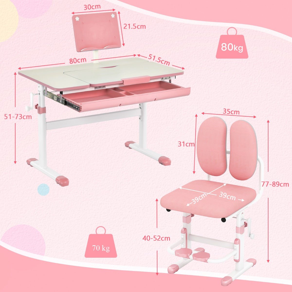 Enhance Study Time with the Pink Kid's Study Desk & Chair Set