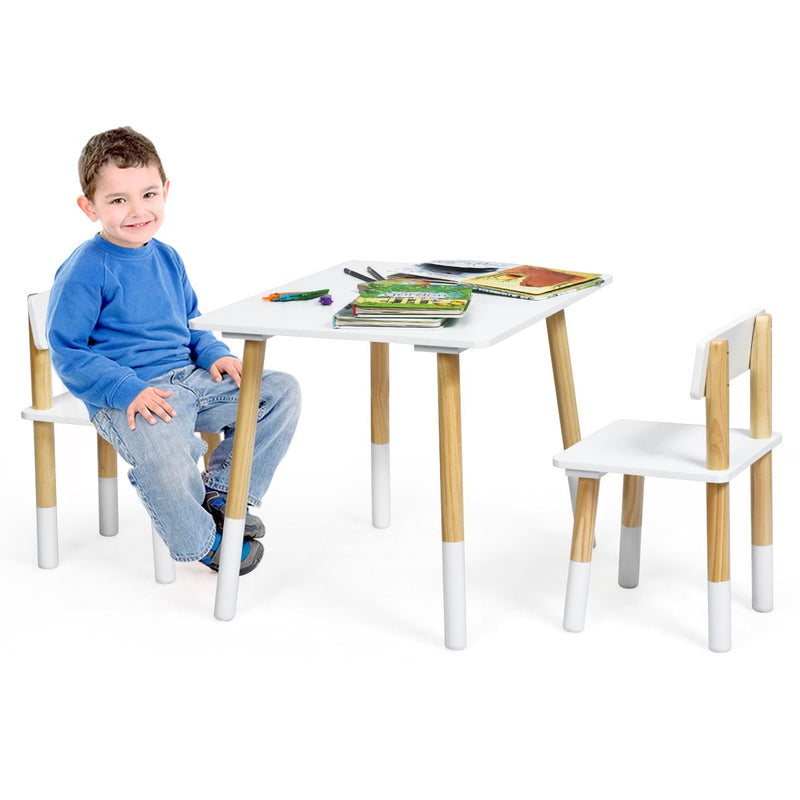 Kids Table & Chairs Set: Pine Wood Legs for Play, Learn & Share