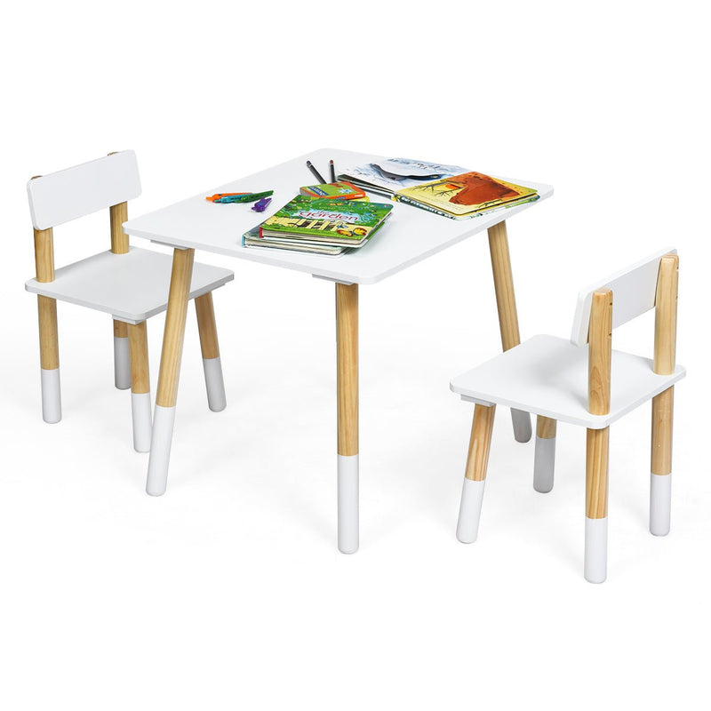 Playful Learning Space: Kids Table & Chairs Set with Pine Wood Legs